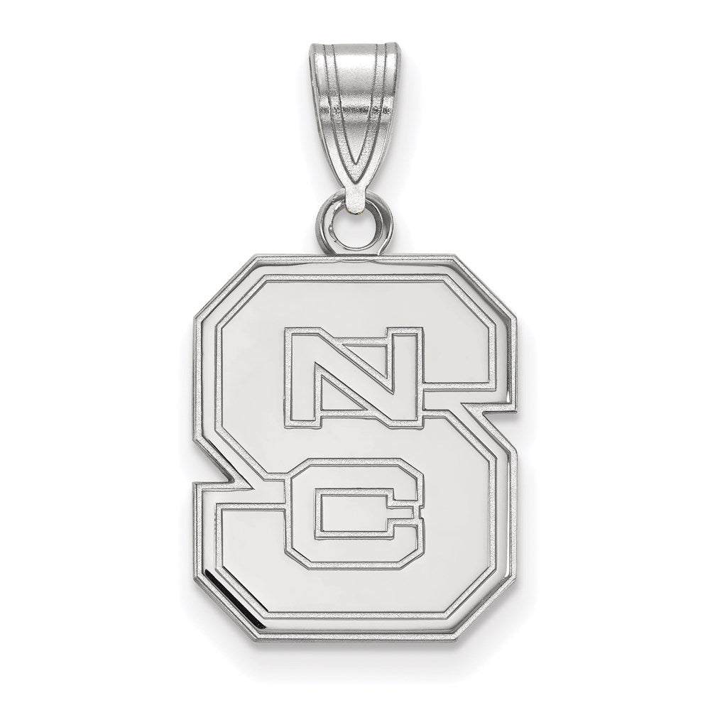 10K White Gold Logoart North Carolina State University N C S Medium Pendant
