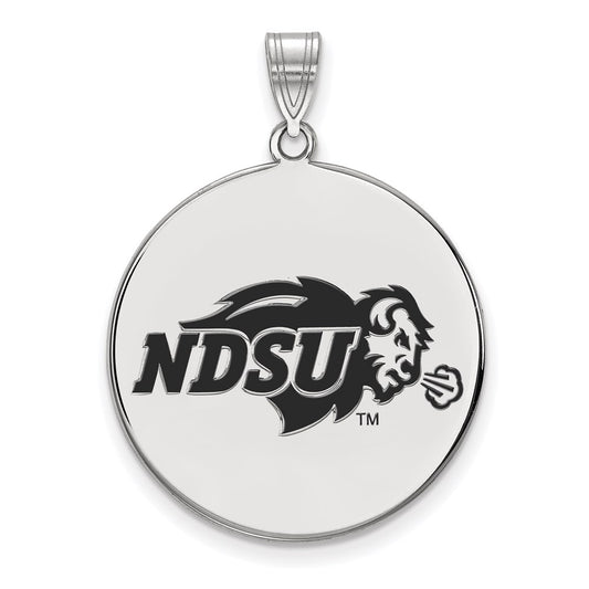 Sterling Silver Rhodium Plated Logoart North Dakota State University Extra Large Enameled Disc Pendant
