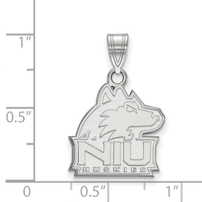 Sterling Silver Rhodium Plated Logoart Northern Illinois University N I U Huskies Medium Pendant