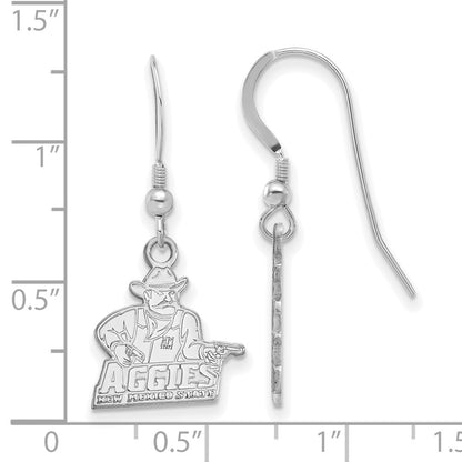 Sterling Silver Rhodium Plated Logoart New Mexico State University Aggies Small Dangle Wire Earrings