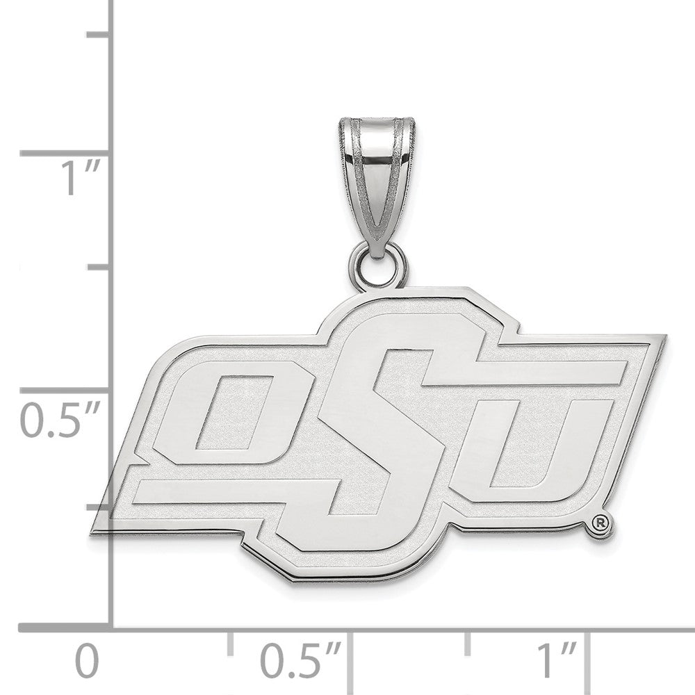Sterling Silver Rhodium Plated Logoart Oklahoma State University O S U Medium Pendant
