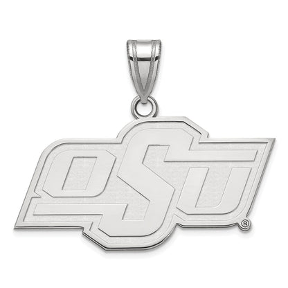 Sterling Silver Rhodium Plated Logoart Oklahoma State University O S U Medium Pendant