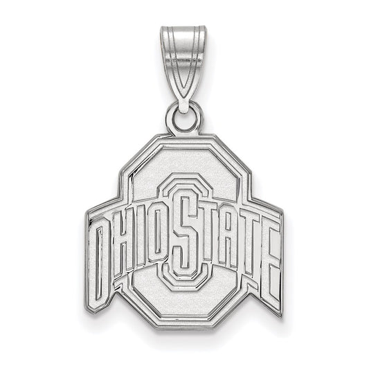Sterling Silver Rhodium Plated Logoart The Ohio State University Medium Pendant
