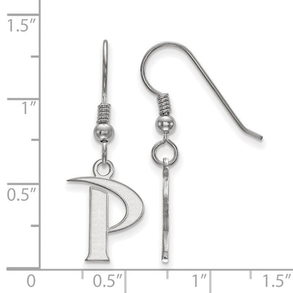 Sterling Silver Rhodium Plated Logoart Pepperdine University Letter P Small Dangle Wire Earrings