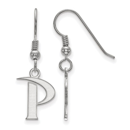 Sterling Silver Rhodium Plated Logoart Pepperdine University Letter P Small Dangle Wire Earrings