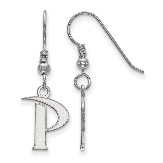 Sterling Silver Rhodium Plated Logoart Pepperdine University Letter P Small Dangle Wire Earrings