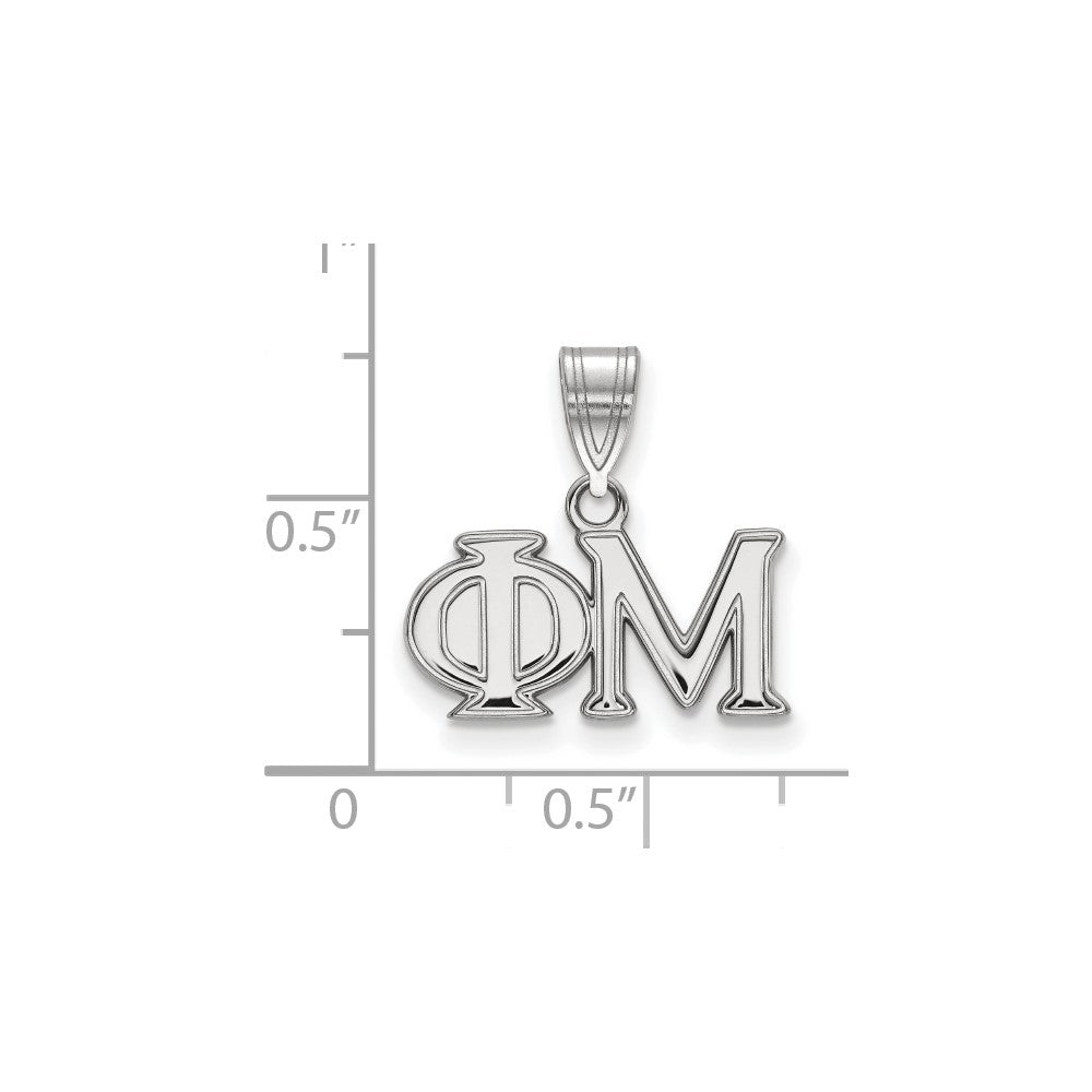 Sterling Silver Rhodium Plated Logoart Phi Mu Sorority Greek Letters Medium Pendant