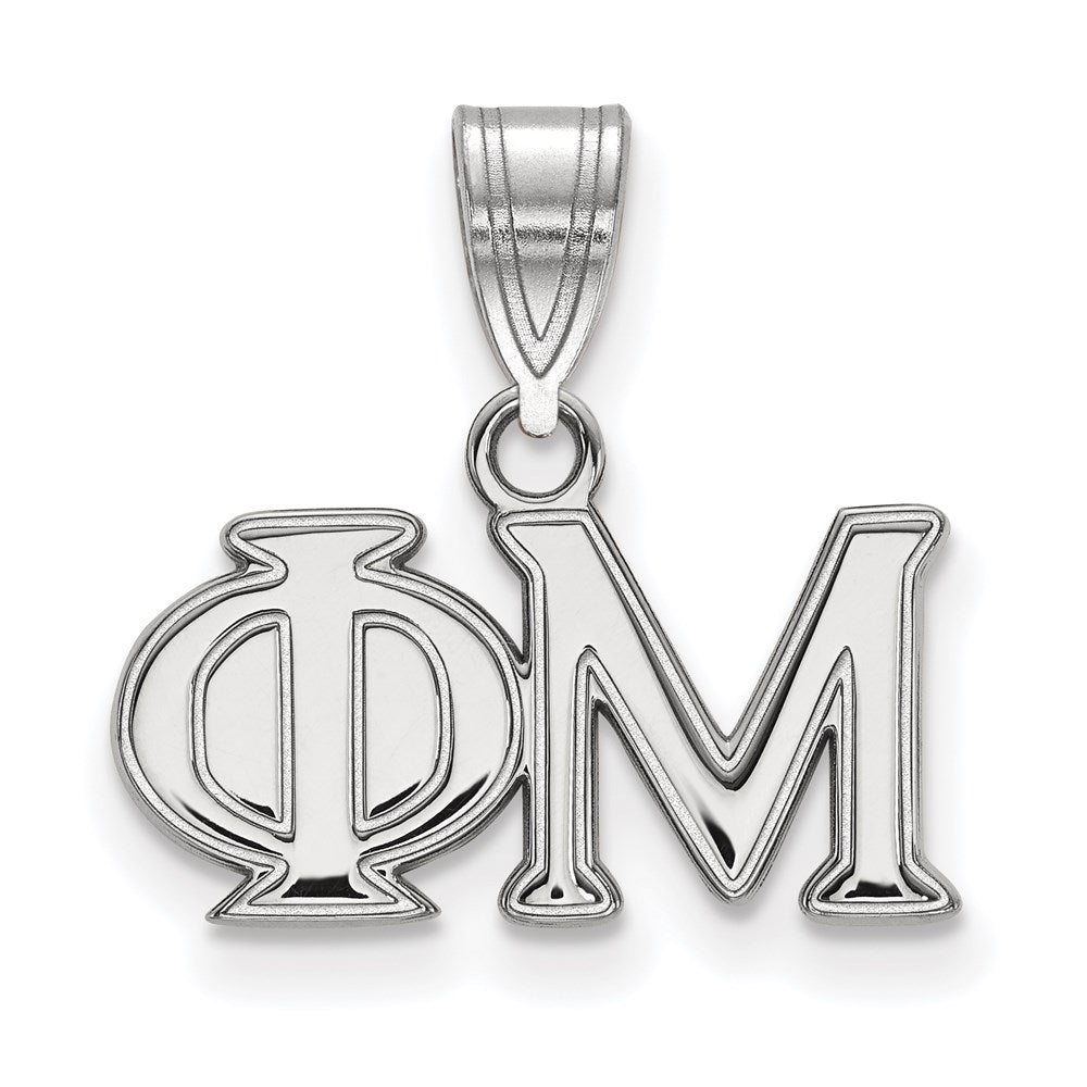 Sterling Silver Rhodium Plated Logoart Phi Mu Sorority Greek Letters Medium Pendant