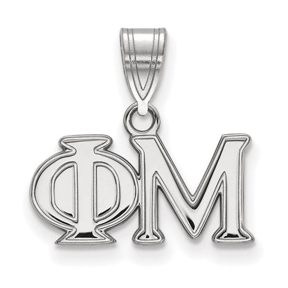 Sterling Silver Rhodium Plated Logoart Phi Mu Sorority Greek Letters Medium Pendant