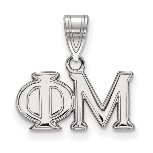 Sterling Silver Rhodium Plated Logoart Phi Mu Sorority Greek Letters Medium Pendant