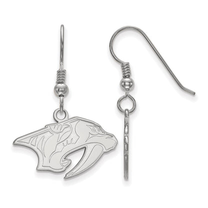 Sterling Silver Rhodium Plated Nhl Logoart Nashville Predators Small Dangle Earrings