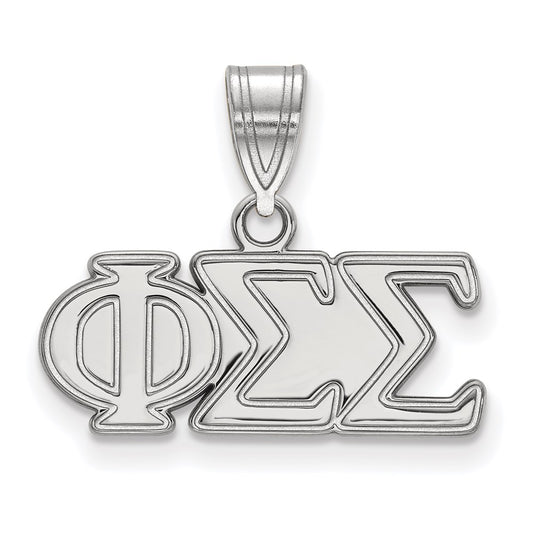 Sterling Silver Rhodium Plated Logoart Phi Sigma Sorority Greek Letters Medium Pendant