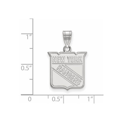 10K White Gold Nhl Logoart New York Rangers Medium Pendant