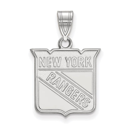 14K White Gold Nhl Logoart New York Rangers Medium Pendant