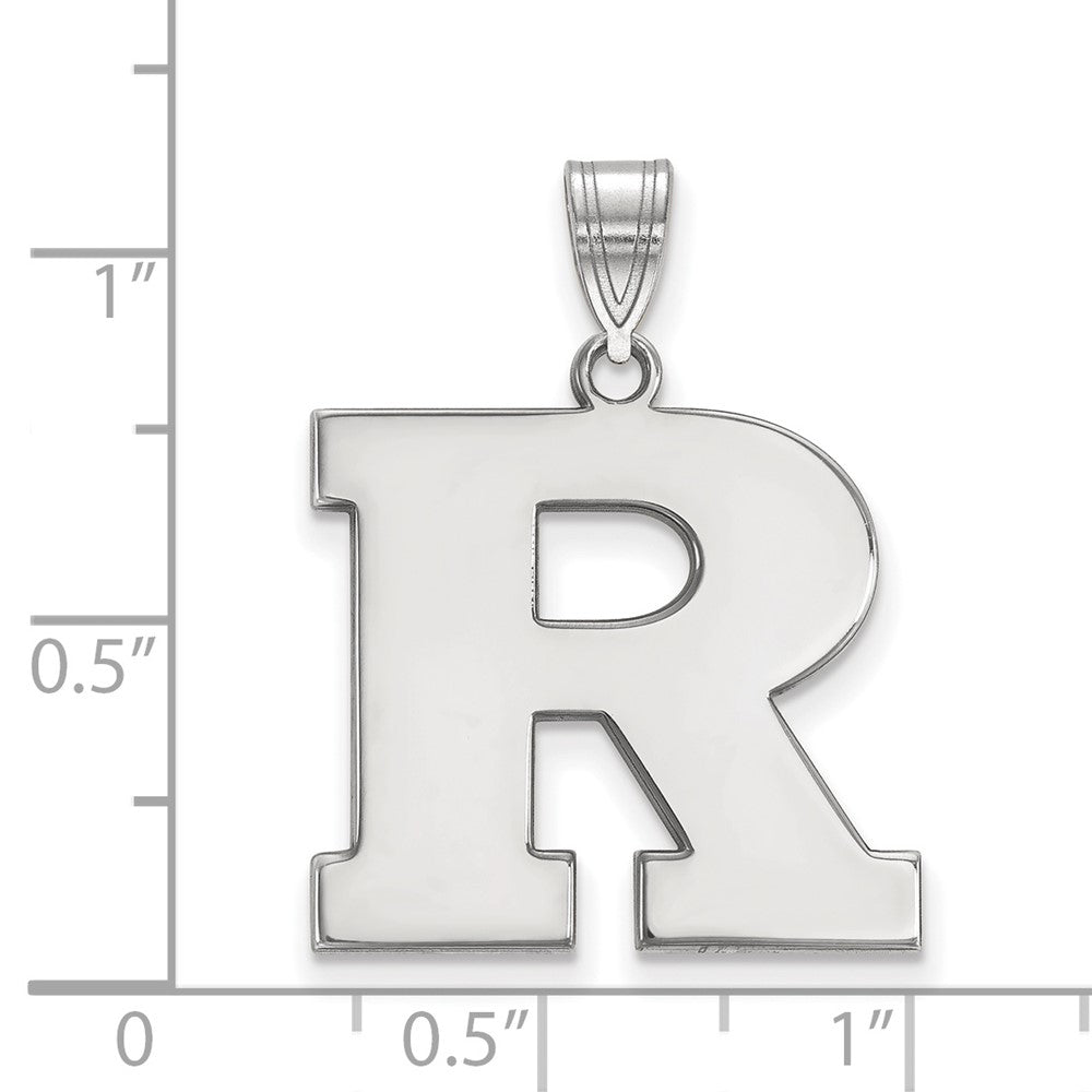 14K White Gold Logoart Rutgers University Letter R Large Pendant