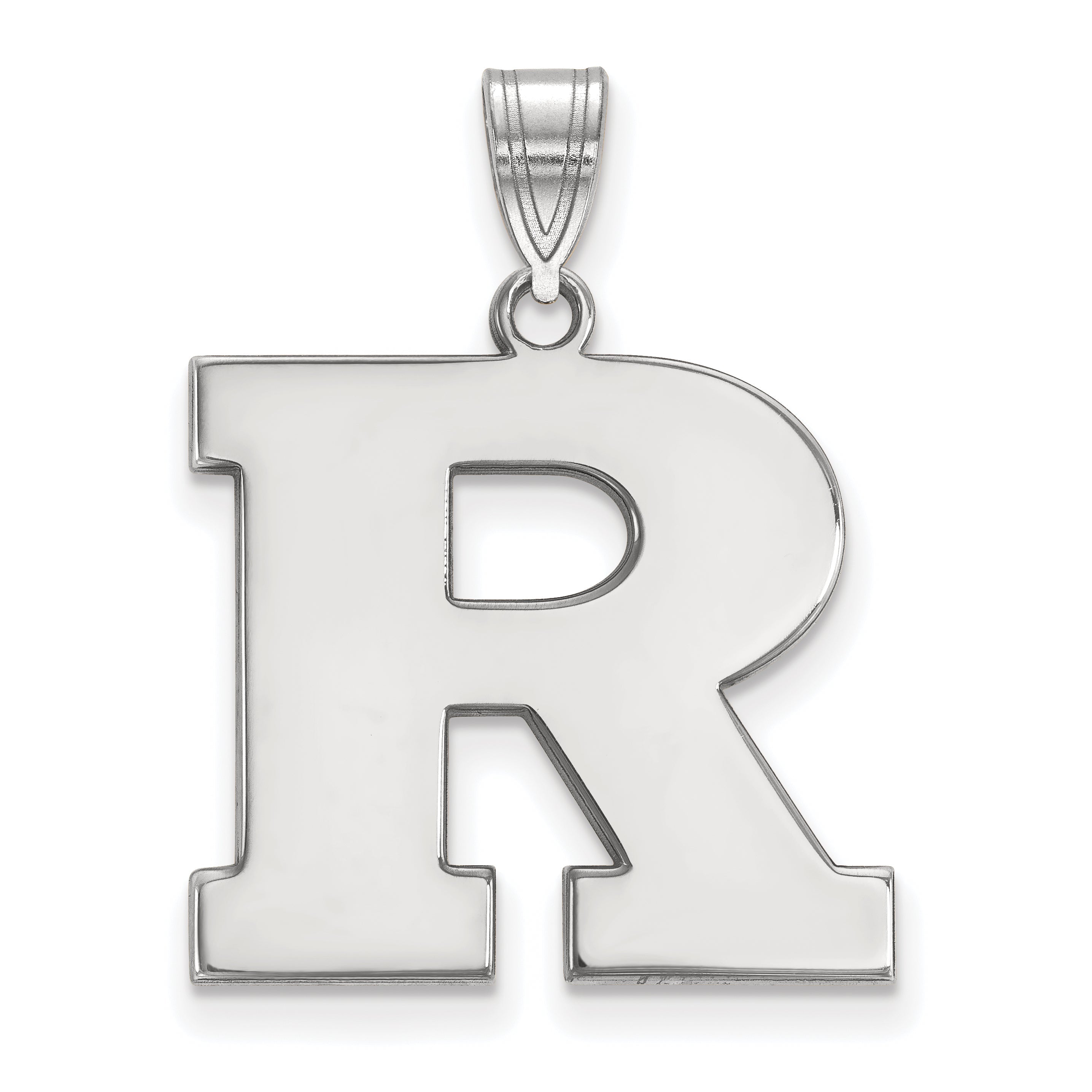 Sterling Silver Rhodium Plated Logoart Rutgers University Letter R Large Pendant