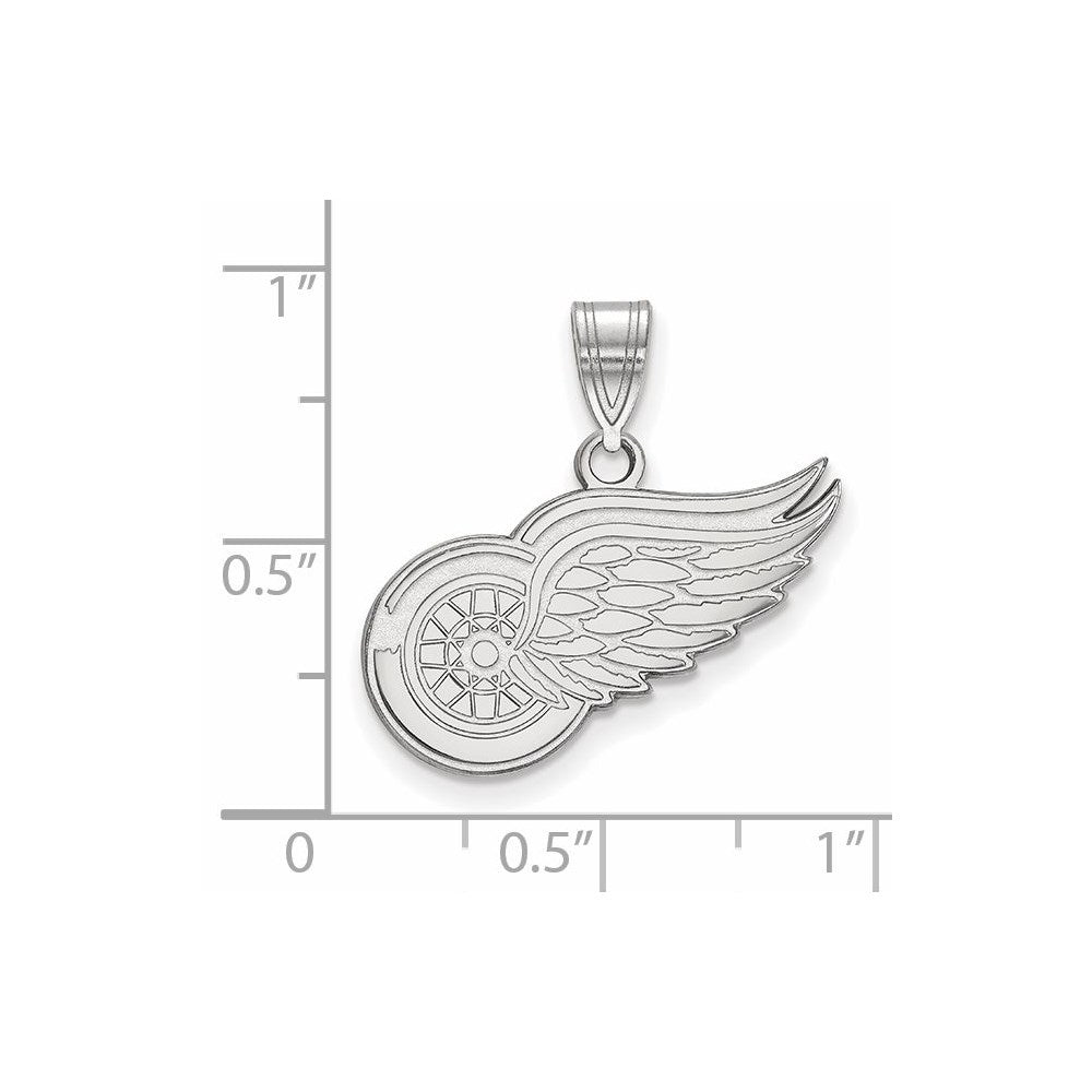 Sterling Silver Rhodium Plated Nhl Logoart Detroit Red Wings Medium Pendant