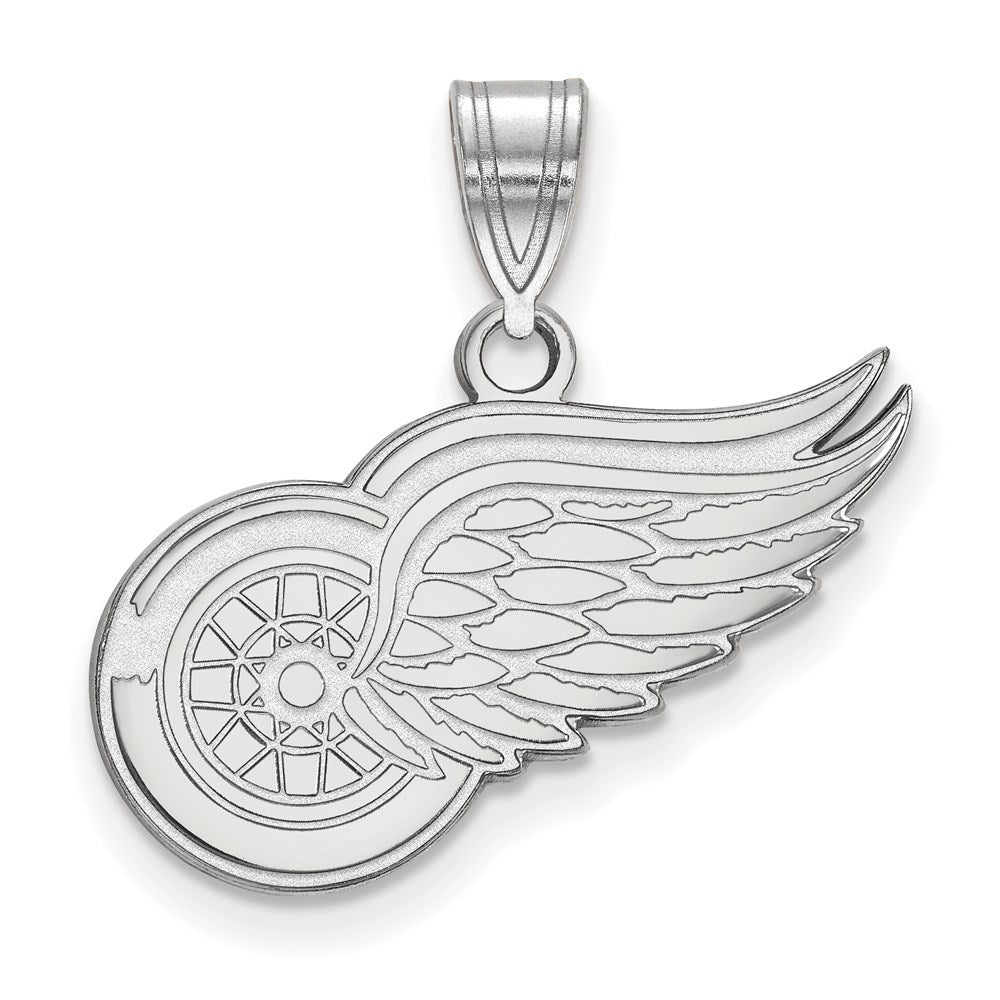 Sterling Silver Rhodium Plated Nhl Logoart Detroit Red Wings Medium Pendant