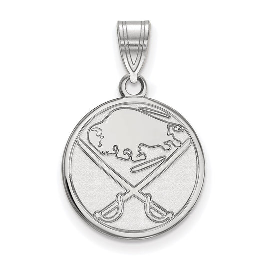 10K White Gold Nhl Logoart Buffalo Sabres Medium Pendant