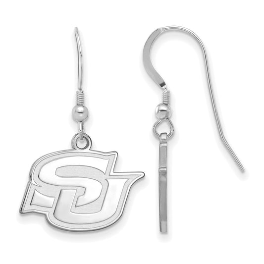 Sterling Silver Rhodium Plated Logoart Southern University Jaguars Small Dangle Wire Earrings