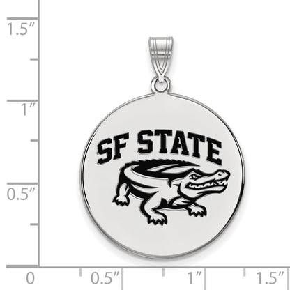 Sterling Silver Rhodium Plated Logoart San Francisco State University Extra Large Enameled Disc Pendant