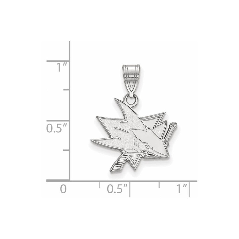 Sterling Silver Rhodium Plated Nhl Logoart San Jose Sharks Medium Pendant