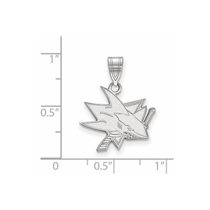 Sterling Silver Rhodium Plated Nhl Logoart San Jose Sharks Medium Pendant
