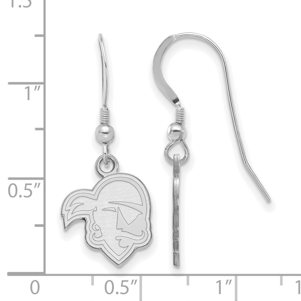 Sterling Silver Rhodium Plated Logoart Seton Hall University Pirate Small Dangle Wire Earrings
