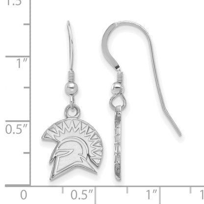 Sterling Silver Rhodium Plated Logoart San Jose State University Spartan Small Dangle Wire Earrings