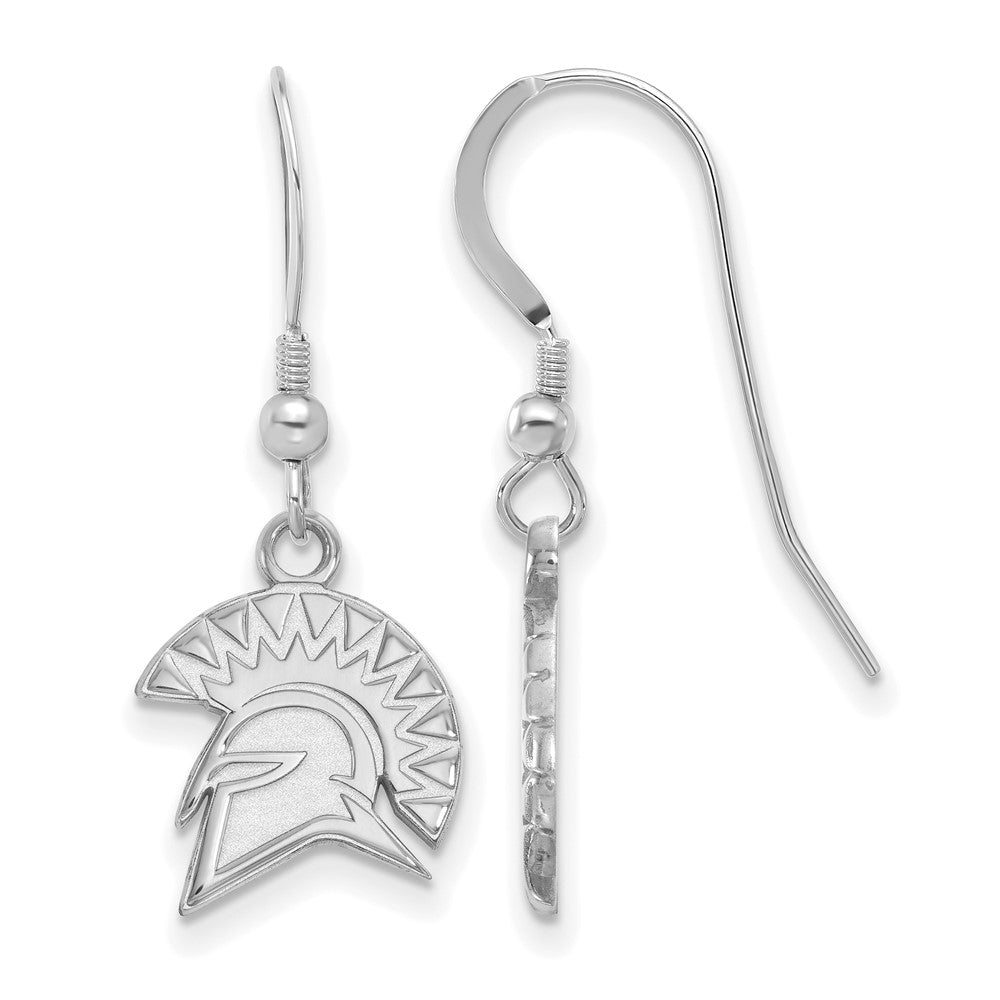 Sterling Silver Rhodium Plated Logoart San Jose State University Spartan Small Dangle Wire Earrings