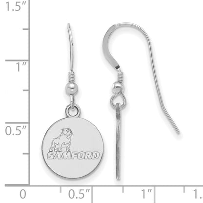 Sterling Silver Rhodium Plated Logoart Samford University Small Dangle Wire Earrings