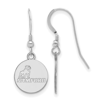 Sterling Silver Rhodium Plated Logoart Samford University Small Dangle Wire Earrings