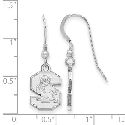 Sterling Silver Rhodium Plated Logoart South Carolina State University Small Dangle Wire Earrings