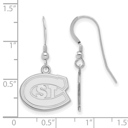 Sterling Silver Rhodium Plated Logoart St. Cloud State University Small Dangle Wire Earrings