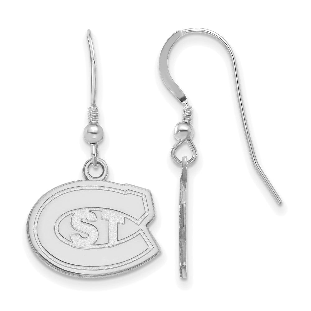 Sterling Silver Rhodium Plated Logoart St. Cloud State University Small Dangle Wire Earrings