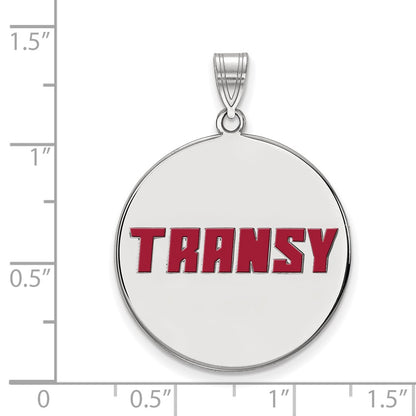 Sterling Silver Rhodium Plated Logoart Transylvania University Extra Large Enameled Disc Pendant