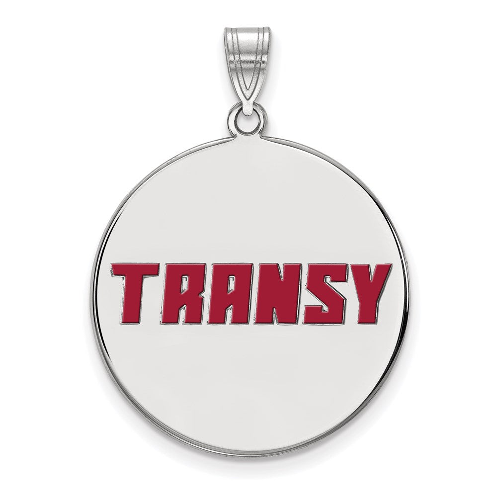 Sterling Silver Rhodium Plated Logoart Transylvania University Extra Large Enameled Disc Pendant