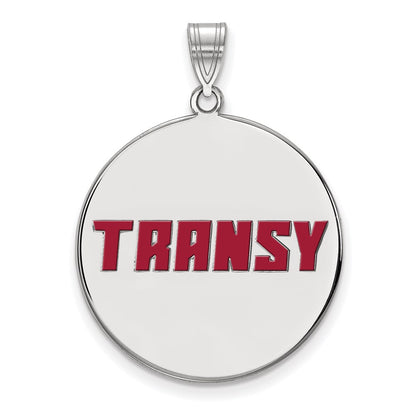 Sterling Silver Rhodium Plated Logoart Transylvania University Extra Large Enameled Disc Pendant