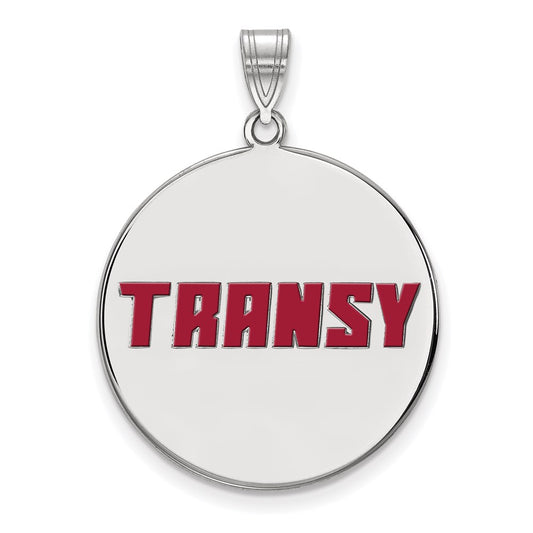 Sterling Silver Rhodium Plated Logoart Transylvania University Extra Large Enameled Disc Pendant