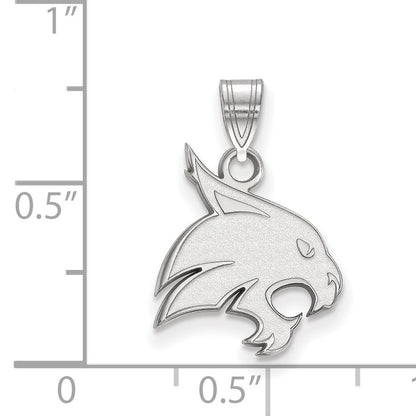 Sterling Silver Rhodium Plated Logoart Texas State University Bobcat Medium Pendant