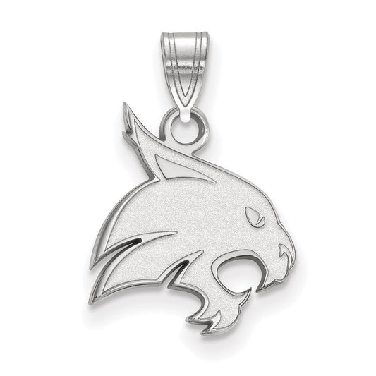 Sterling Silver Rhodium Plated Logoart Texas State University Bobcat Medium Pendant