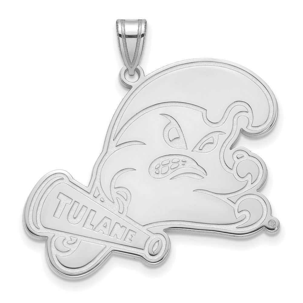 10K White Gold Logoart Tulane University Extra Large Pendant