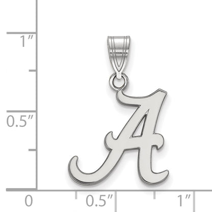 Sterling Silver Rhodium Plated Logoart University Of Alabama Letter A Medium Pendant