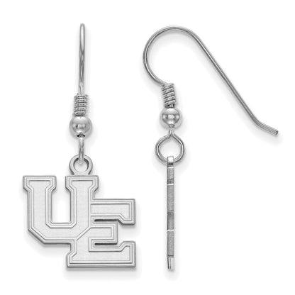 Sterling Silver Rhodium Plated Logoart University Of Evansville Purple Aces Small Dangle Wire Earrings