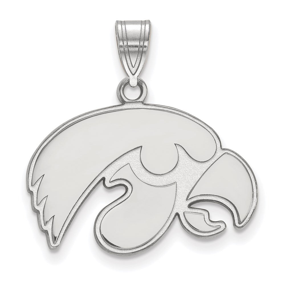 Sterling Silver Rhodium Plated Logoart University Of Iowa Hawk Medium Pendant