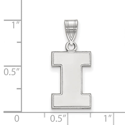 Sterling Silver Rhodium Plated Logoart University Of Illinois Letter I Medium Pendant
