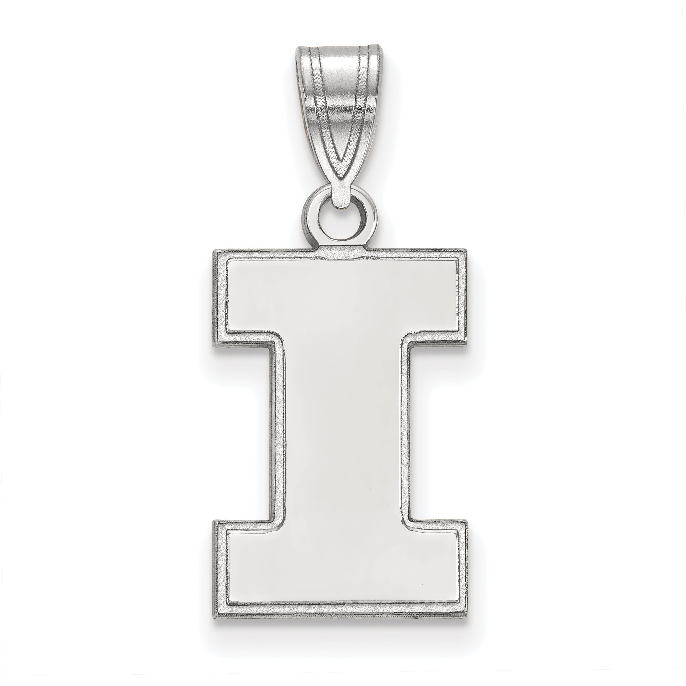 Sterling Silver Rhodium Plated Logoart University Of Illinois Letter I Medium Pendant