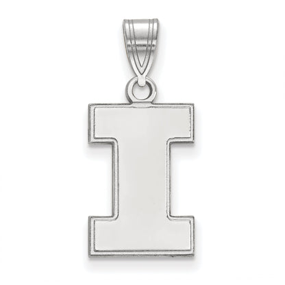 Sterling Silver Rhodium Plated Logoart University Of Illinois Letter I Medium Pendant