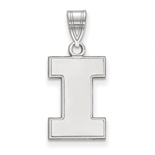 Sterling Silver Rhodium Plated Logoart University Of Illinois Letter I Medium Pendant