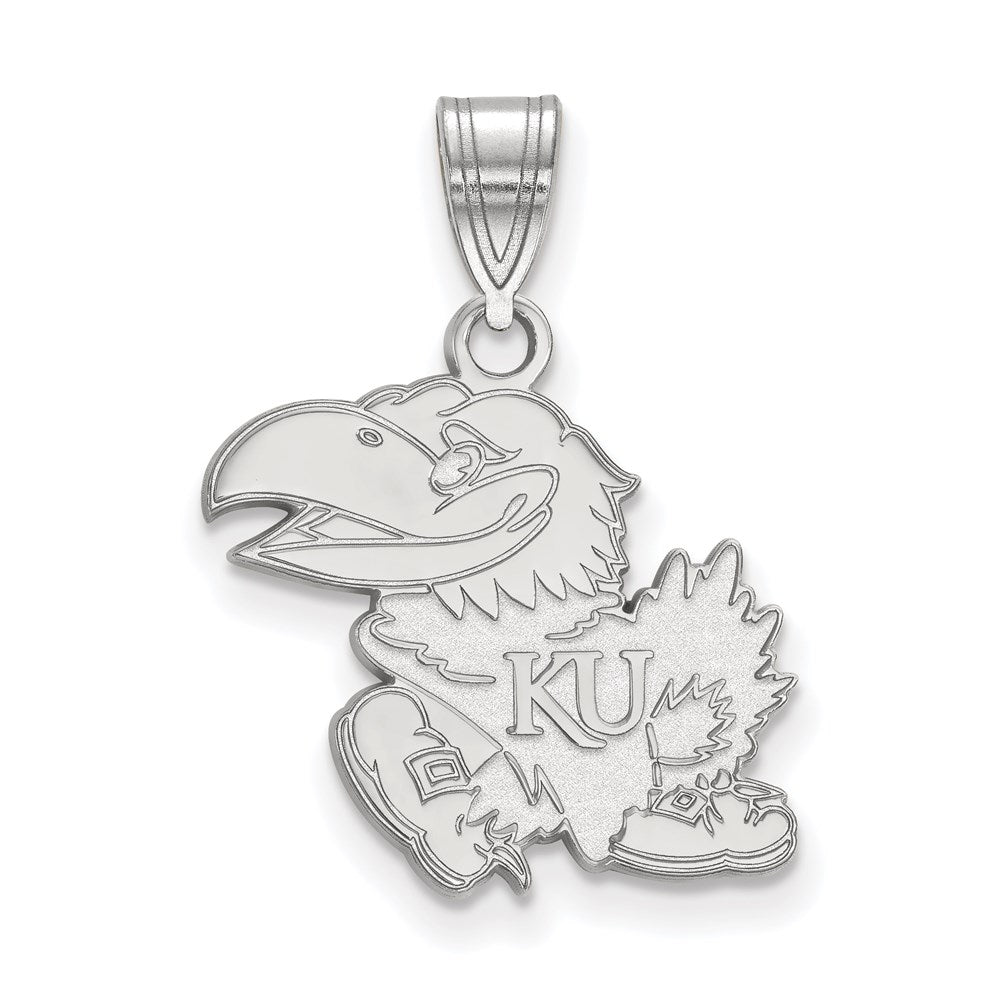 10K White Gold Logoart University Of Kansas Jayhawk Medium Pendant